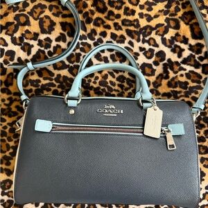 Coach Black and Light Blue Satchel